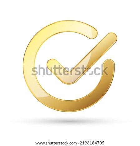 Golden checkmark icon. Check icon. Gold approved symbol. Vector illustration.