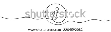 Continuous one line drawing silhouette of information symbol. The Information linear icon. One line drawing background. Vector illustration. Linear information background