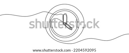 Continuous one line drawing silhouette of clock. Clock linear icon. One line drawing background. Vector illustration. Clock linear background