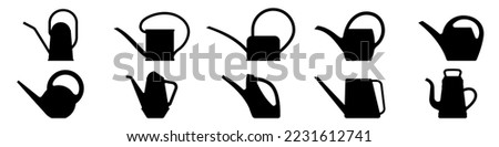 Watering can icon. Black icon of garden watering can. Vector illustration.