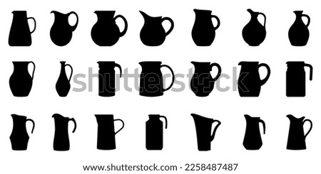 Jug icon. Set of jugs silhouettes isolated on white background. Water jug icon. Vector illustration