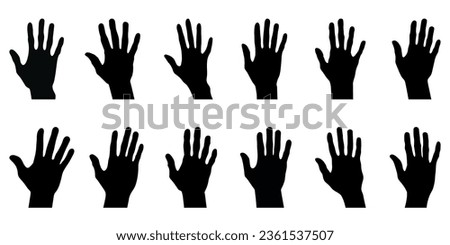 Hands icon set. Silhouettes human hands. Human palm sign. Vector illustration