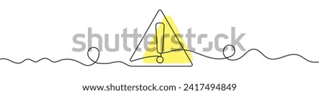 Continuous editable drawing of exclamation point. One line drawing background. Vector illustration. Danger sign in one line style.