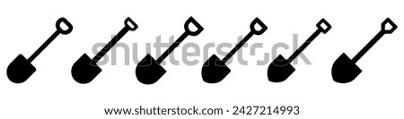 Shovel icons set. Shovel symbol. Black icon of shovel isolated on white background. Vector illustration.