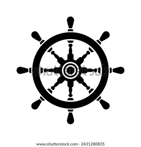 Ship steering wheel icon. Ship's wheel. Steering wheel. Boat steering wheel icon in flat style. Vector illustration.