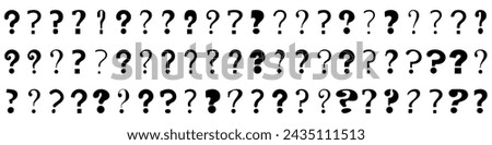 Question marks. Big set of black and white question marks. Vector illustration.