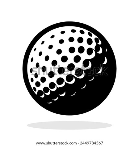 Golf ball icon. Black and white golf ball icon isolated on white