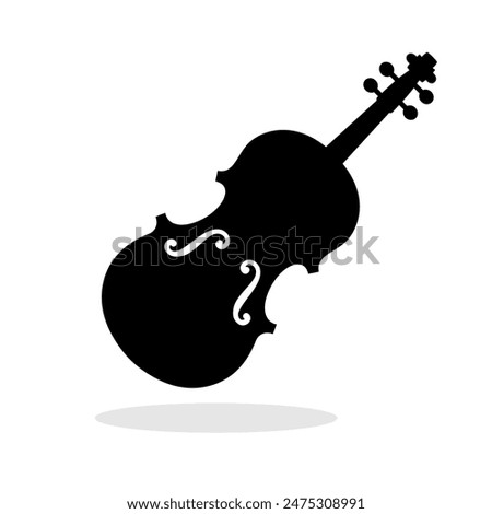 Violin icon. Black silhouette of violin. Musical instrument.