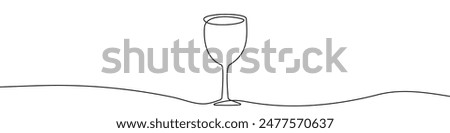 Continuous editable line drawing of wine glass. Wine glass icon in one line.