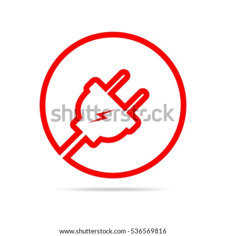 Wire plug icon in flat design. Vector illustration. Wire plug in the circle. Concept of connection and disconnection of the electricity.