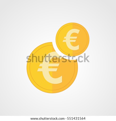 Coin icon in flat design. Gold euro symbol. Income concept. Cash euro coin - vector illustration.