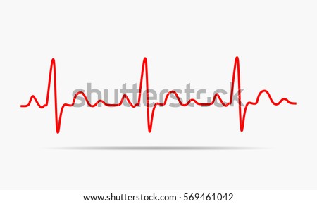 Red heartbeat icon. Vector illustration. Heartbeat sign in flat design.