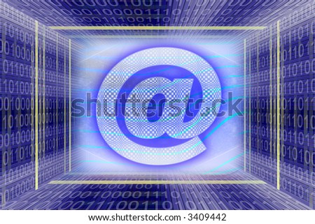 Global Information technology, binary code tunnel. E-mail concept