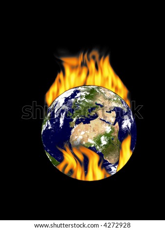 Ecology or war concept- burning Earth