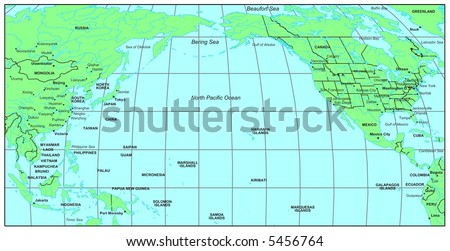 Sea Maps Series: North Pacific Ocean Stock Photo 5456764 : Shutterstock