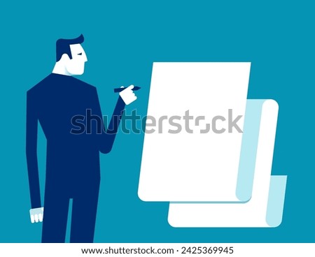 Person filling tax form. Vector illustration concept

