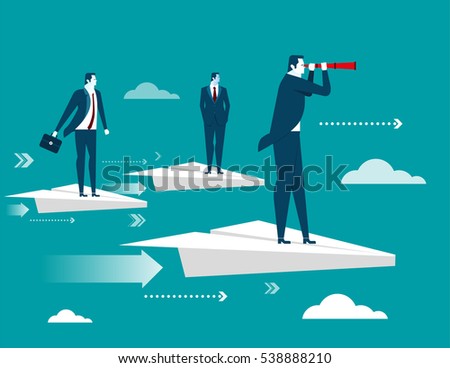 Businessman standing on paper plane. Concept business illustration. Vector flat