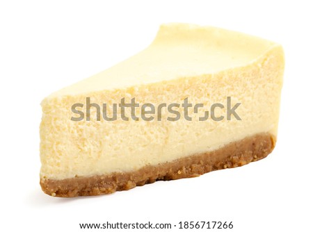 Similar – Image, Stock Photo Cheesecake slice with white chocolate topping. One slice of cheesecake close-up