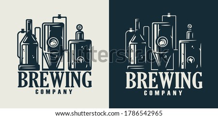 Emblem of traditional brewing process, production craft beer, brewery factory ストックフォト © 