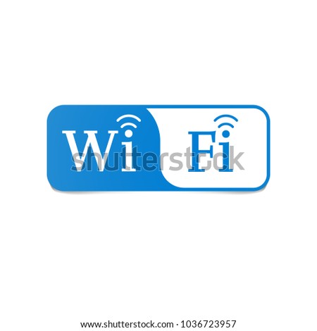Wireless connection sign. Blue wireless internet available signboard