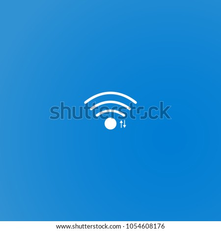 Simple white wifi icon with transfer arrows sign