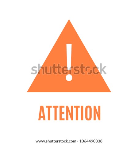 Simple orange attention triangular sign with sharp corners