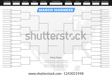 March madness tournament bracket. Empty competition grid template