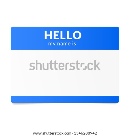 Blue name tag sticker. Speed dating ice breaker