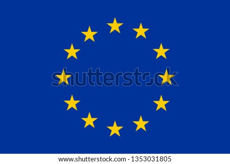 Flag of Europe with 12 golden stars on blue background.