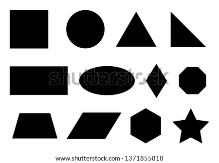 Set of simple geometric shapes including major ones: rectangle, circle, triangle.