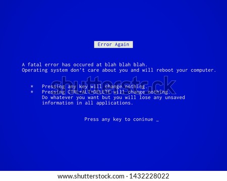 Fake funny Blue Screen of Death - BSOD. Error message during system failure