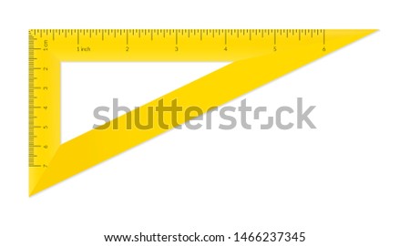 Plastic triangle with metric and imperial units ruler scale