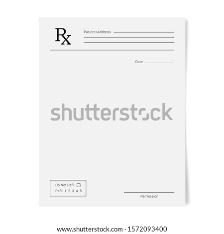 Rx pad template. Medical regular prescription form Imagine de stoc © 