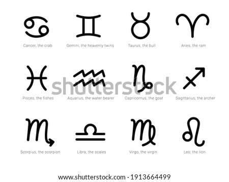 Signs of the zodiac. Horoscope icons of the western astrology.