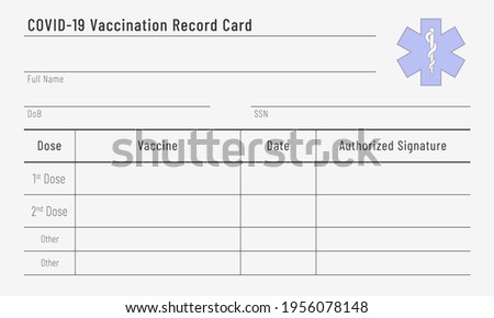 Certificate of vaccination against COVID-19. Blank template of a flu shots card