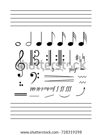 Notes, staff, clefs solfeggio set. Big music clipart collection