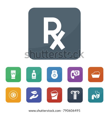 Health icons. vector collection filled health icons such as leaf in hand, bucket, basin, call ambulance, eye pupil, intestine, x ray, uterus, 10 kg bell, uv cream