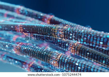 Concept image of cables and connections for data transfer in the digital world.3d rendering. Foto d'archivio © 
