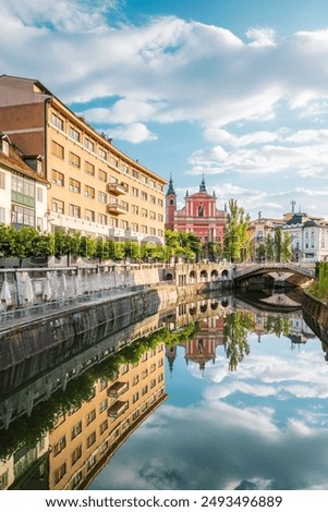 Similar – Image, Stock Photo View at Ljubljanica river in Ljubljana, Slovenia