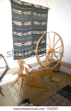 Vintage spinning wheel still produces yarn in historic hacienda in New Mexico