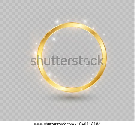 Abstract luxury golden ring. Vector light circles and spark light effect.