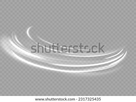 White shiny sparks of spiral wave. Curved bright speed line swirls. Shiny wavy path. Magic golden swirl with highlights. Glowing swirl bokeh effect. vector png