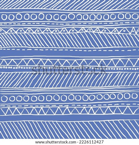 Hand-painted folk line pattern, vector