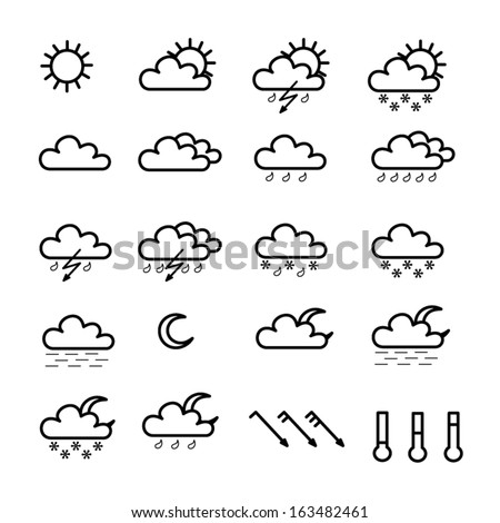 Weather Icon Set On Black And White Stock Vector Illustration 163482461 ...