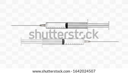 Syringe. Realistic. 3d. Vector stock illustration. Medical syringe on white background. Isolated.