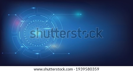 Abstract technology background with Bright circle and shine light within. Database structure concept with line and dot connection. Medical technology template for hospital and lab 
