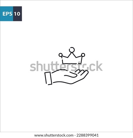 Hand holding crown outline icon Vector illustration