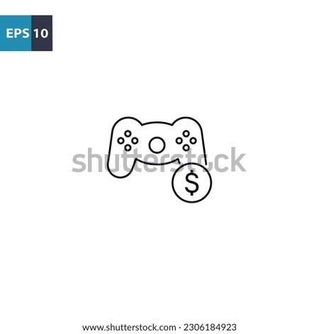 Game earning game controller outline icon Vector illustration