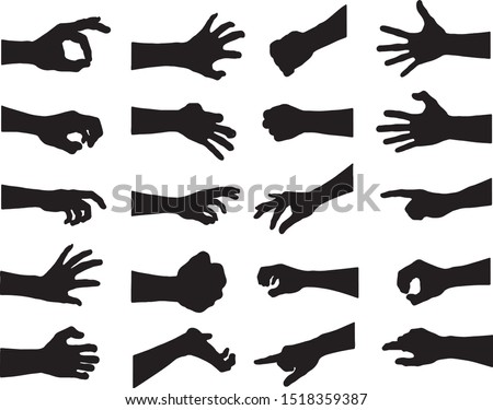hand collection in silhouette clip art icon multiple in gestures design by vector on white background 商業照片 © 