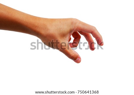Asian man's hand is reaching out for catch or take and grab something. 商業照片 © 